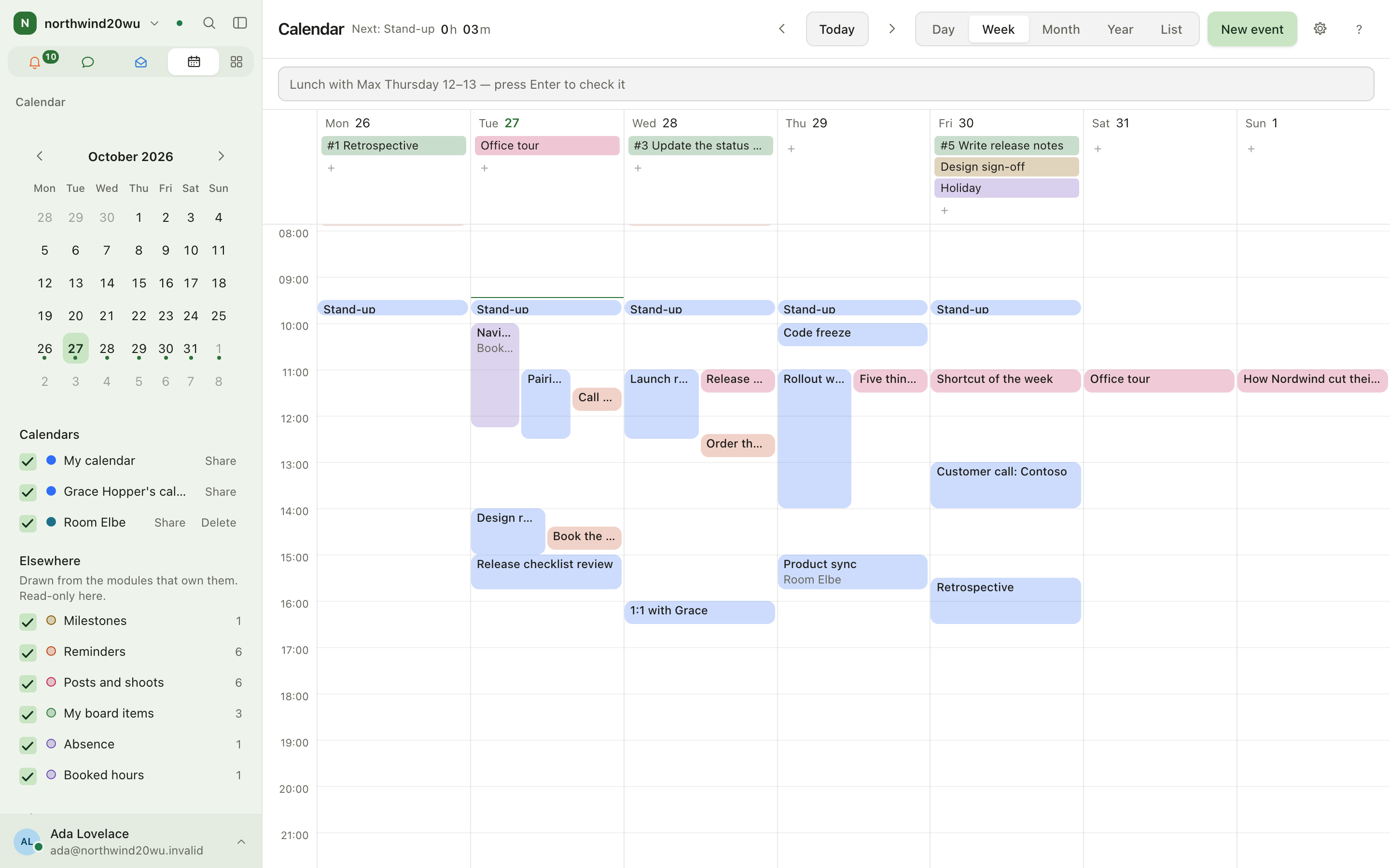 Week view with overlays