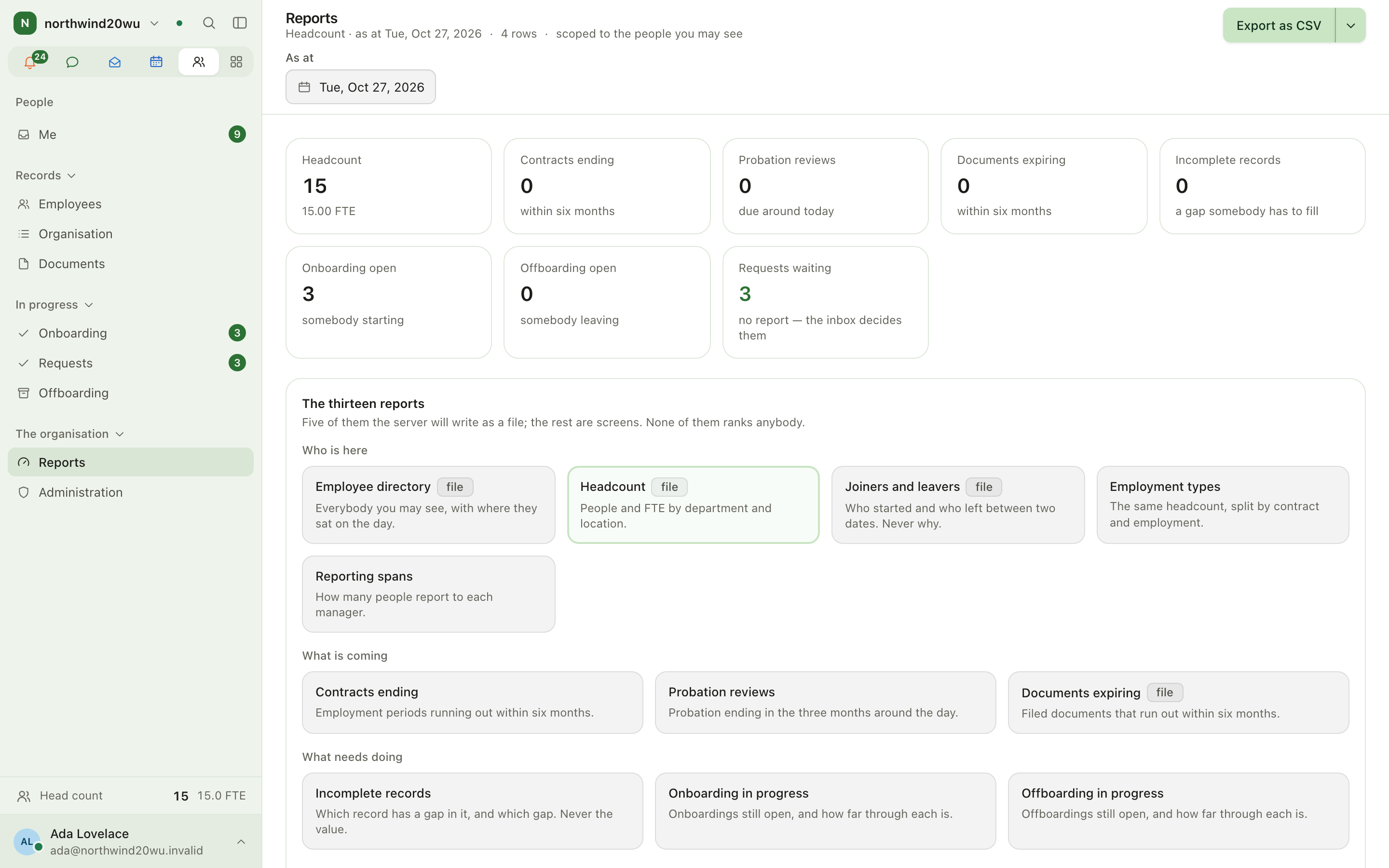 Reports overview