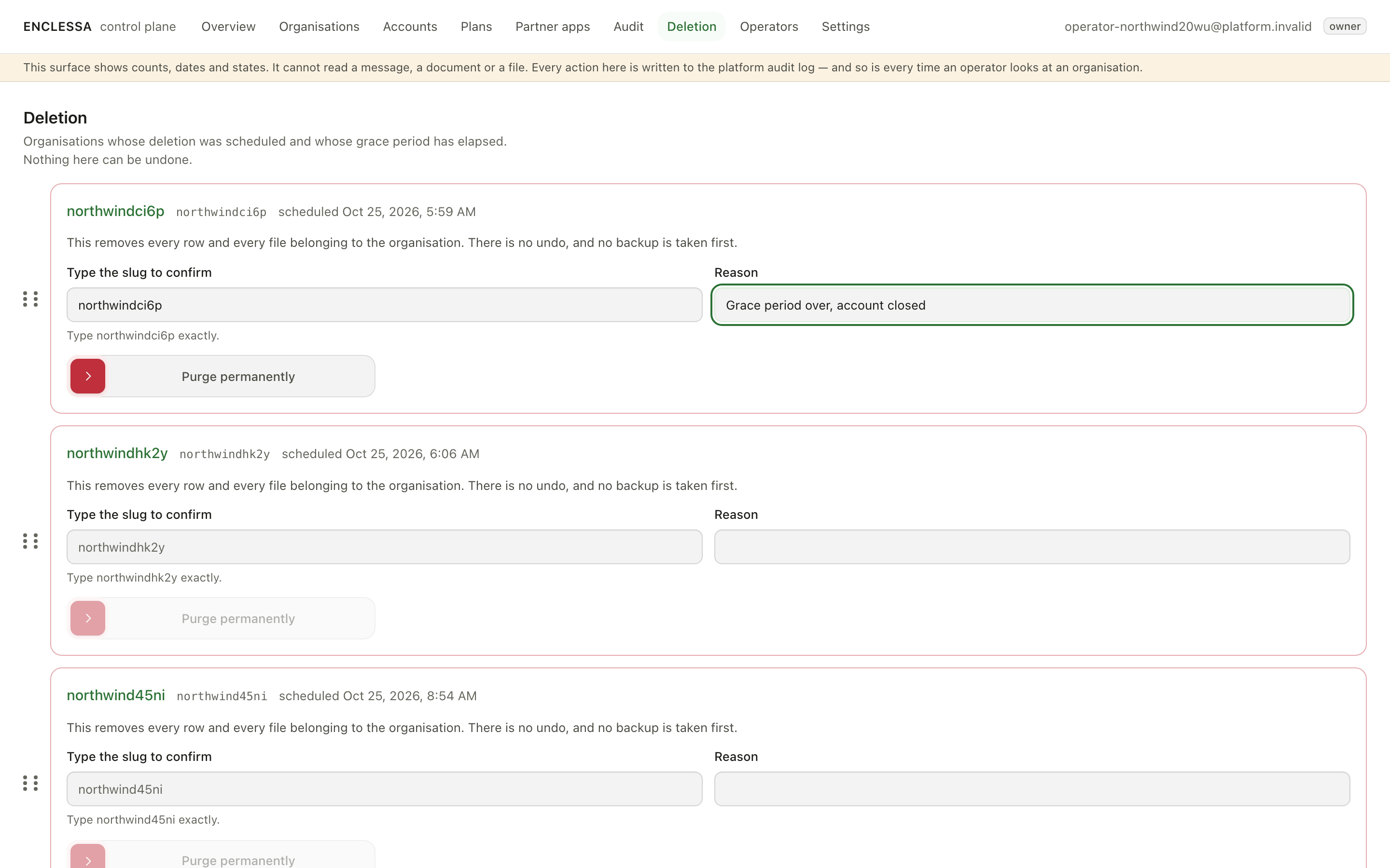 Deletion queue with the confirmation open