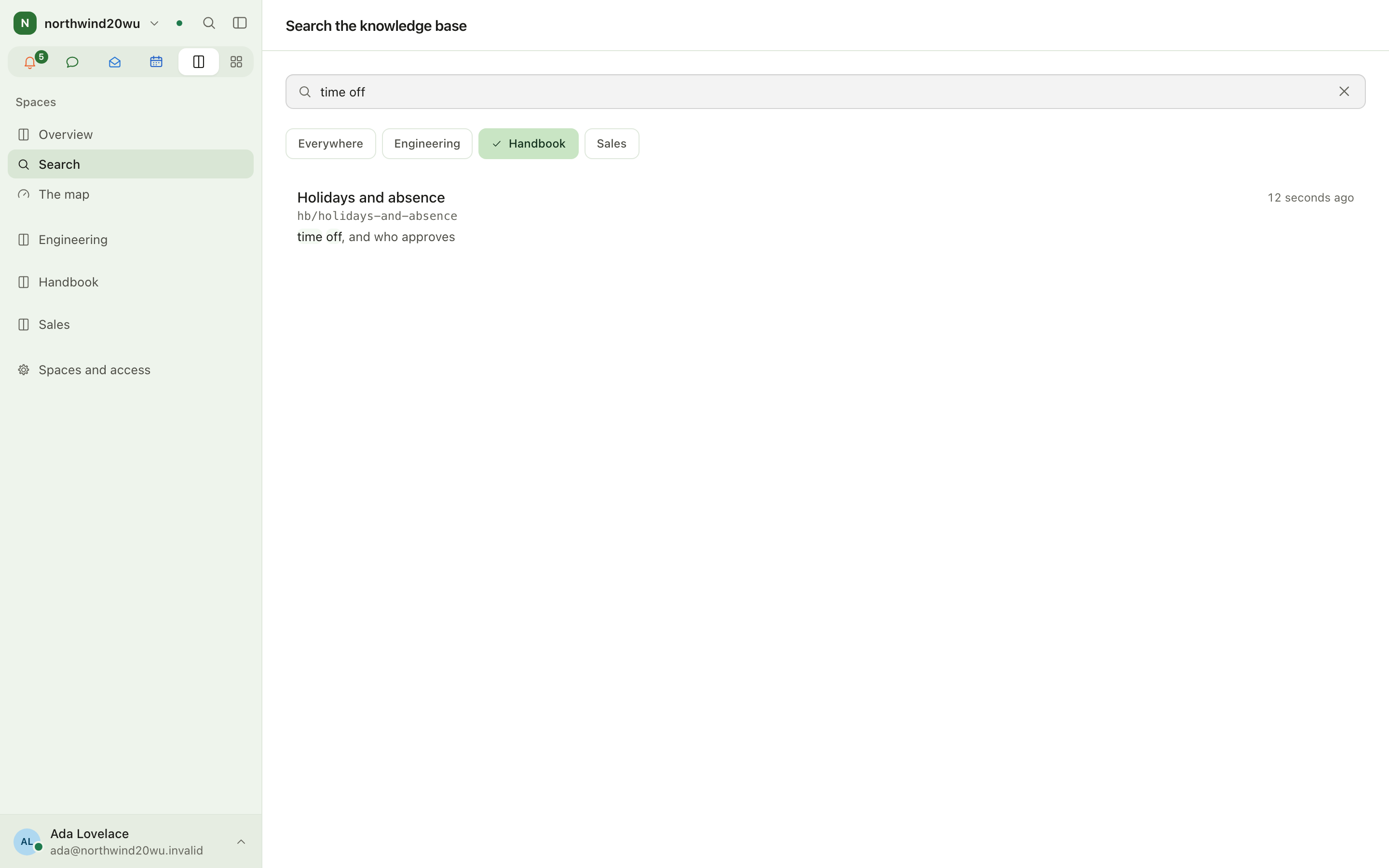 Search results limited to one space