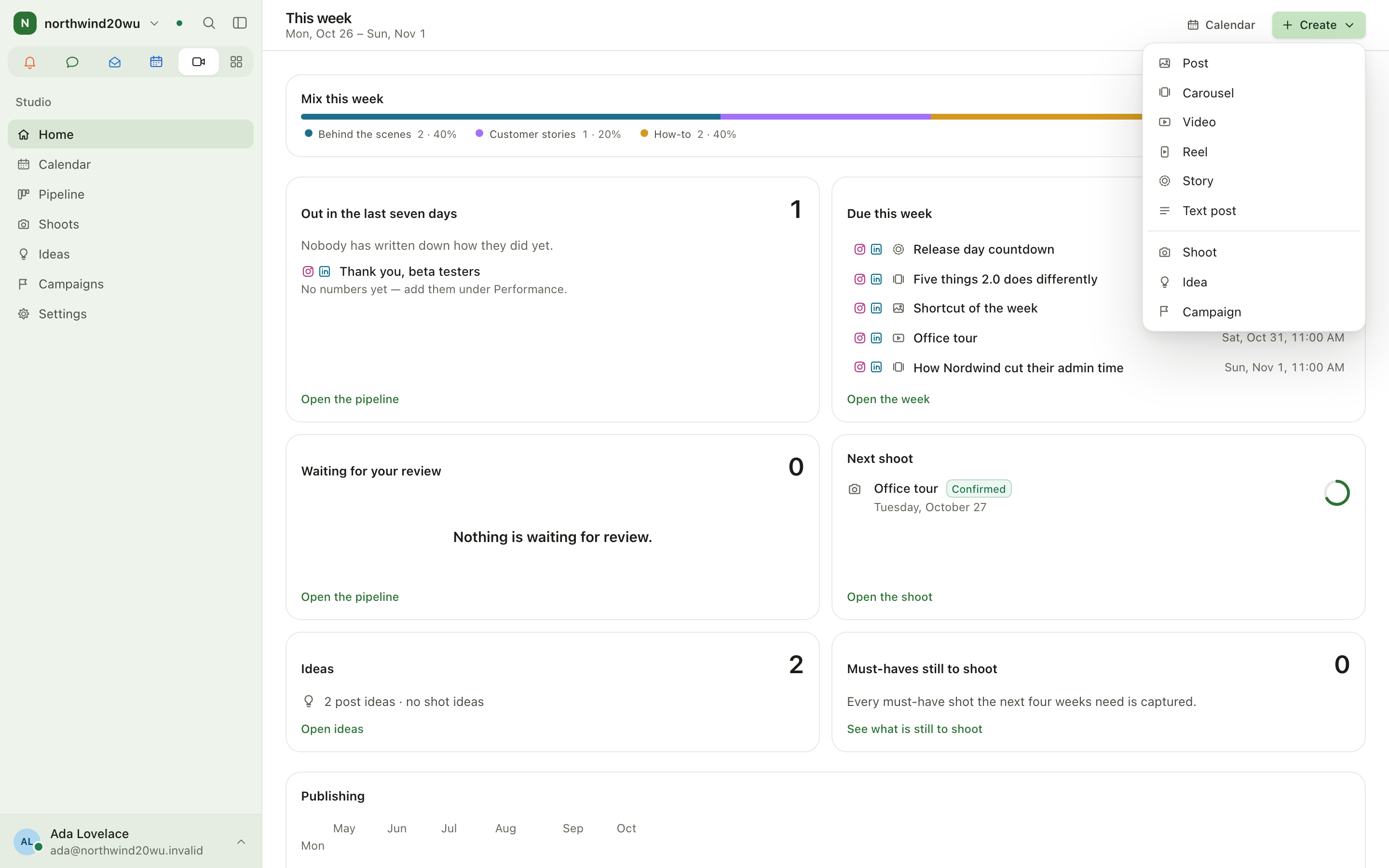 Create menu
